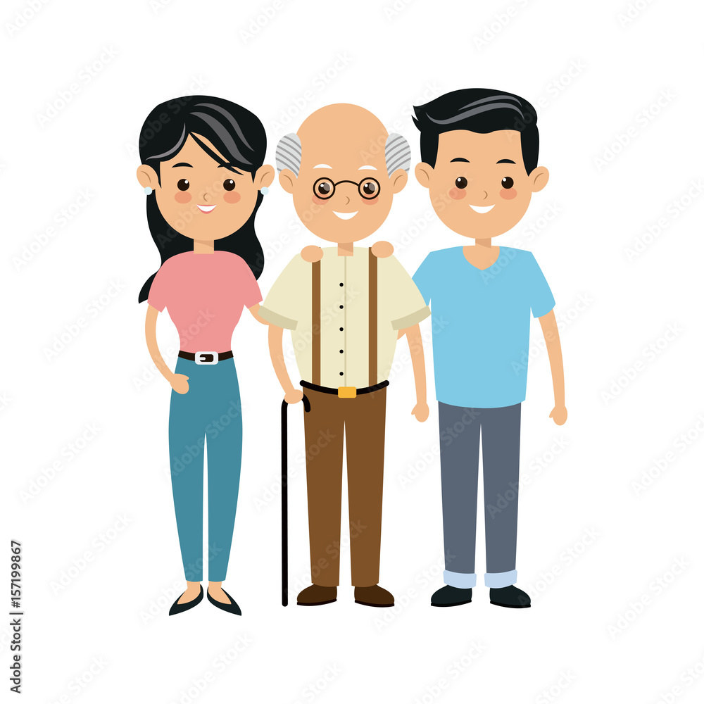 family people mother and father and grandfather together vector illustration