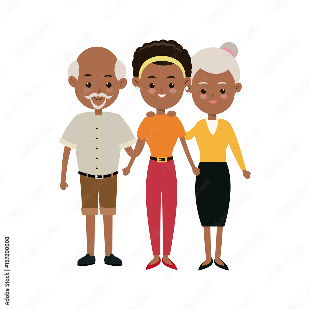 afro american family mother and grandparents hugging vector illustration
