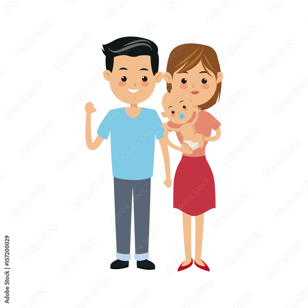cute couple parents carrying her baby vector illustration cute couple parents carrying her baby vector illustration
