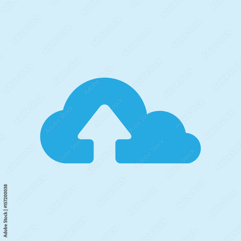 Upload from cloud icon. Upload button. Flat design style. Upload from cloud icon. Upload button. Flat design style.