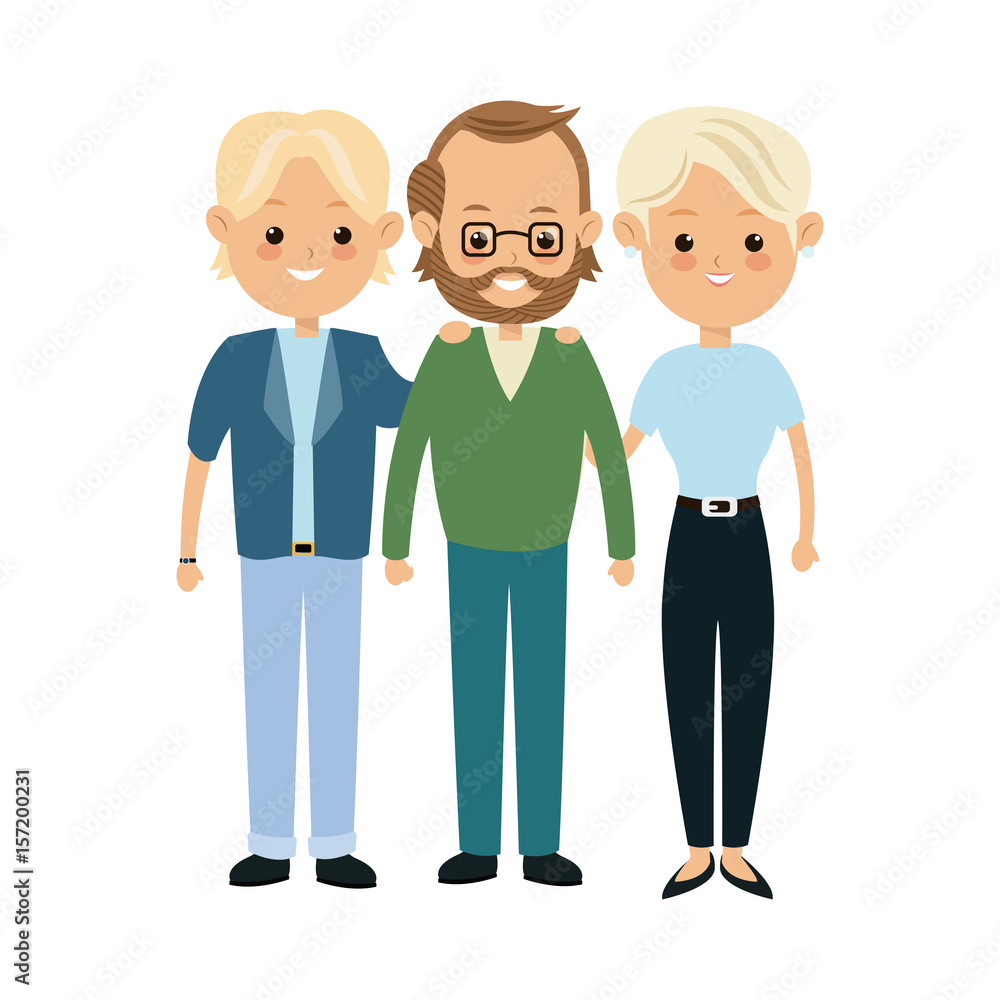 Naklejka premium family parent and grandparents together character vector illustration