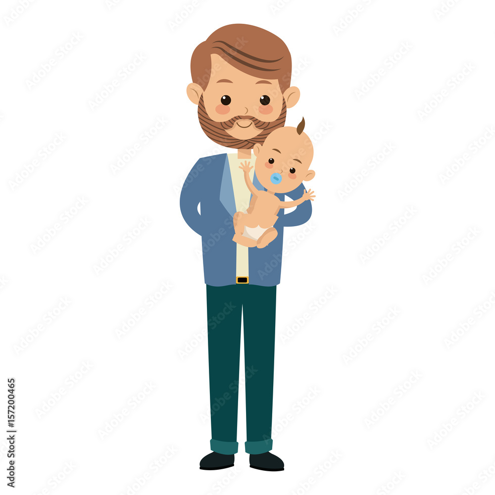 cute father holding her baby son image vector illustration cute father holding her baby son image vector illustration