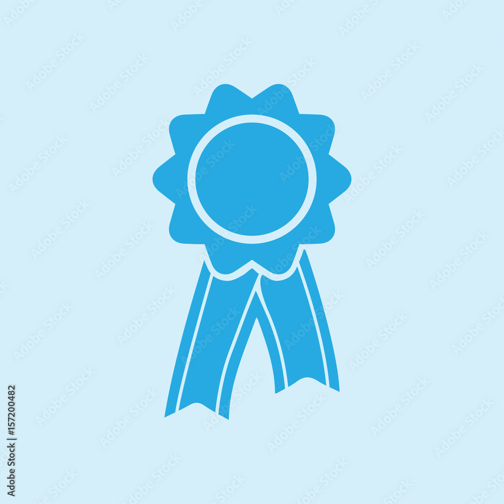  Badge with ribbons icon. Award rosette with ribbon simbol.