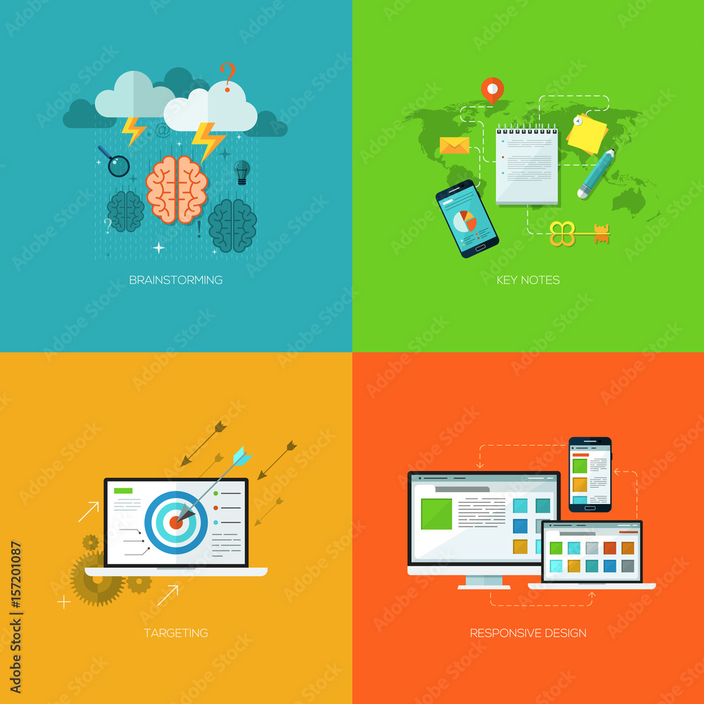 Flat seo business vector mobile concept design