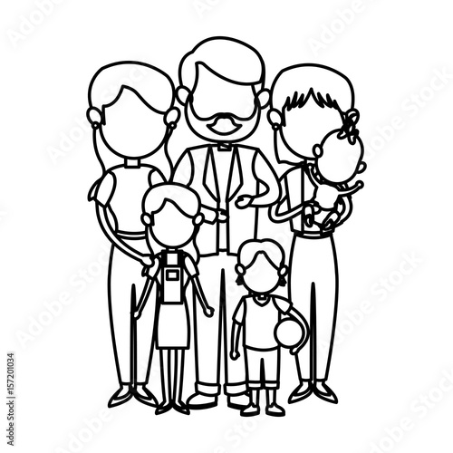 cute family people together members vector illustration