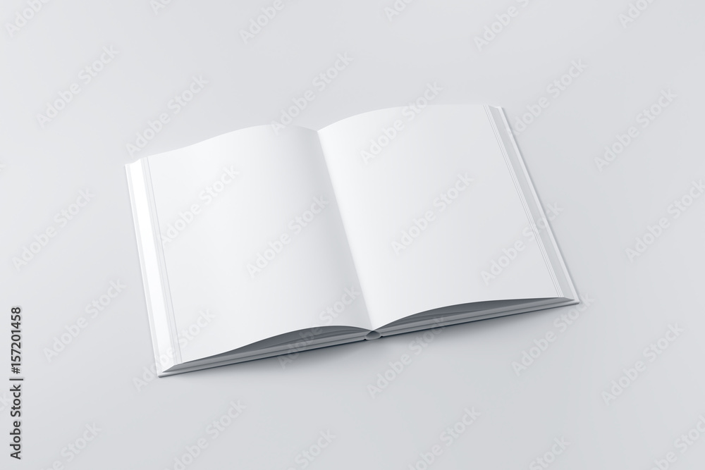 Opened blank book mock-up on the white background. Opened blank book mock-up on the white background.