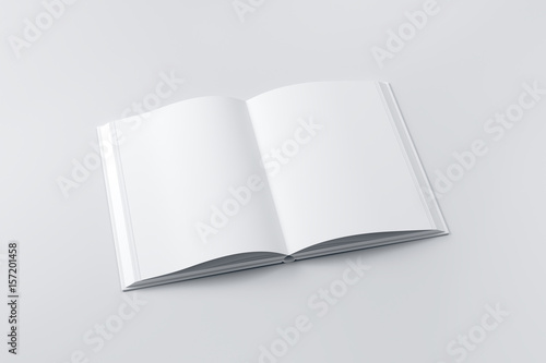 Opened blank book mock-up on the white background.