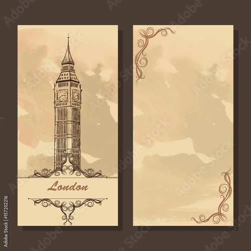 Greeting card with London city sights, Big Ben