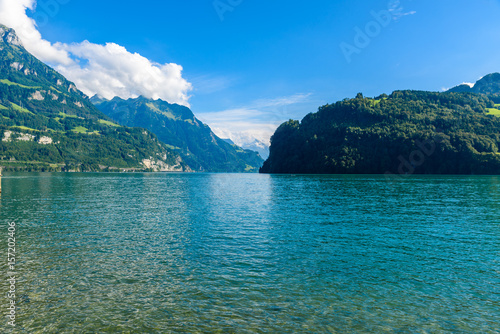 Thuner lake at Thun with beautiful panorama view to mountain scenery - Switzerland © Simon Dannhauer