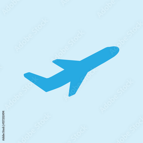 Airplane flight tickets air fly travel takeoff silhouette element. Plane symbol. Travel icon. Flat design. 