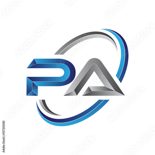 Simple initial letter logo modern swoosh PA