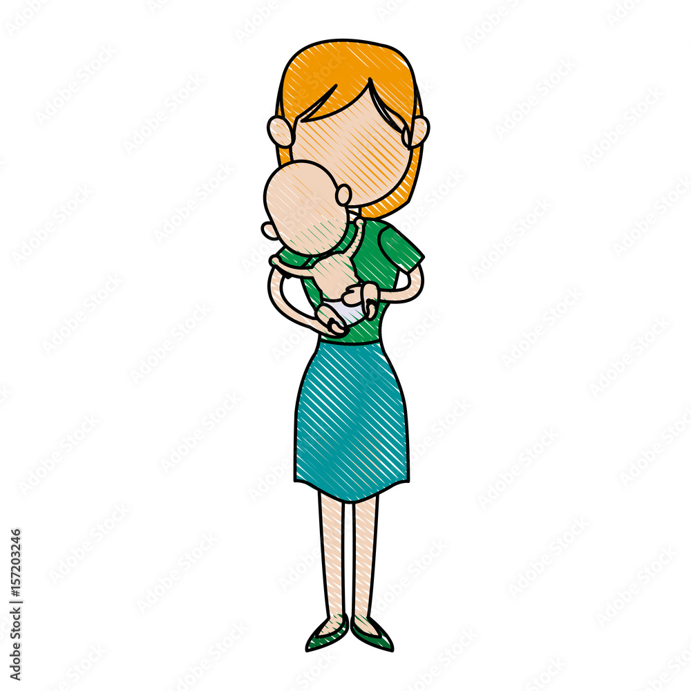 mother holding baby infant, motherhood, innocence vector illustration mother holding baby infant, motherhood, innocence vector illustration