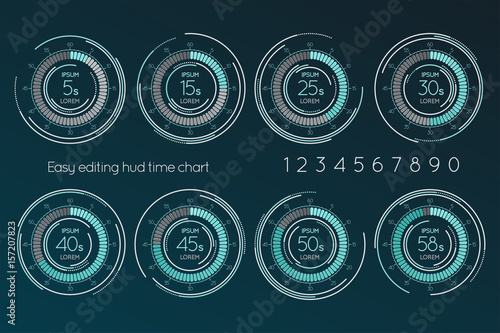 Futuristic digital time easy editing scale. Set of Infographics