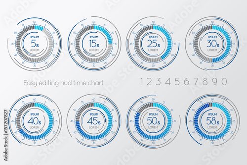 Futuristic digital time easy editing scale. Set of Infographics 