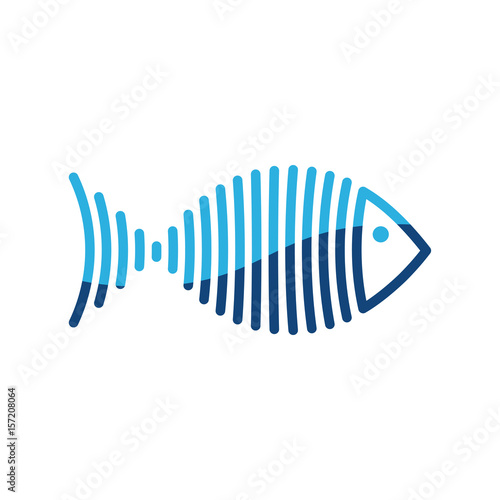 Stylized blue fish is lines logo vector illustration.