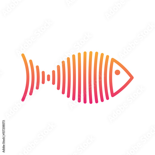 Stylized gradient fish is lines logo vector illustration.