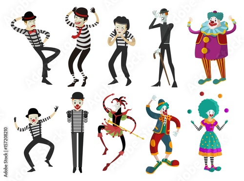 clowns mimes and harlequin