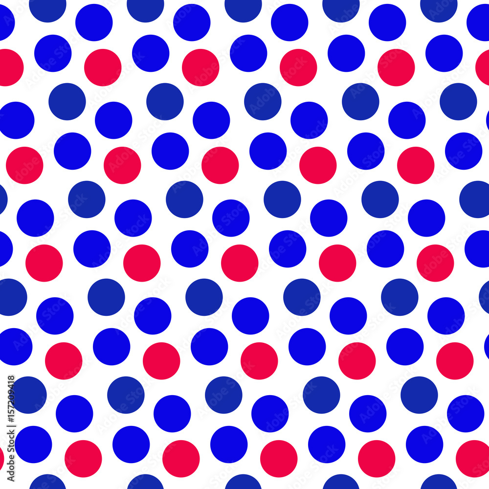 Independence Day of America seamless pattern. July 4th an endless background. USA national holiday repeating texture with polka dots. Vector illustration