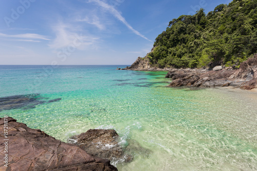 beach with rocks and turquoise sea, beautiful tropical sea in thailand. © panya99