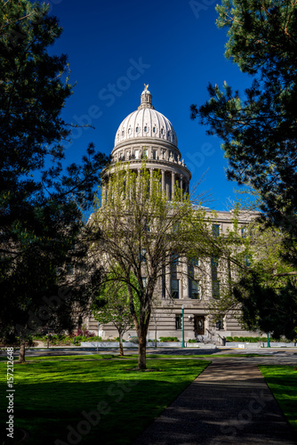 Idaho state capital building and city park trees