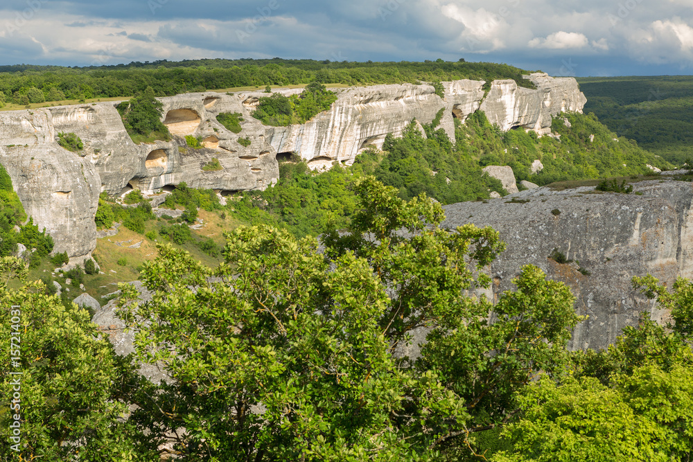 Fototapeta premium Beautiful view from above to Cave City Eski-Kermen in Crimea