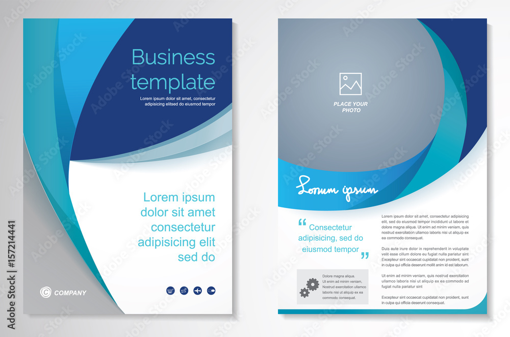 Template vector design for Brochure, Annual Report, Magazine, Poster, Corporate Presentation, Portfolio, Flyer, layout modern with blue color size A4, Front and back, Easy to use and edit. Template vector design for Brochure, Annual Report, Magazine, Poster, Corporate Presentation, Portfolio, Flyer, layout modern with blue color size A4, Front and back, Easy to use and edit.