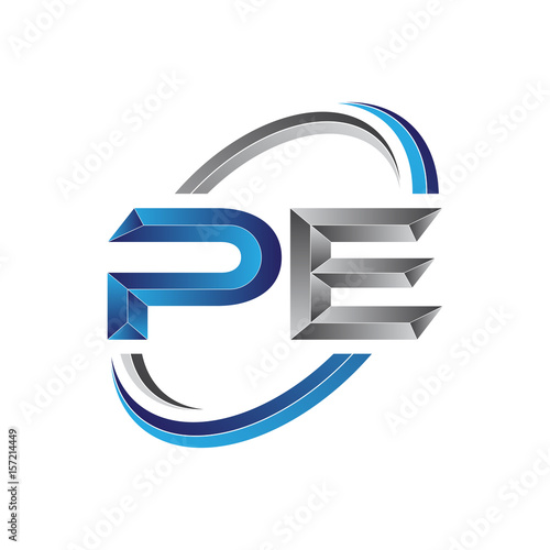 Simple initial letter logo modern swoosh PE