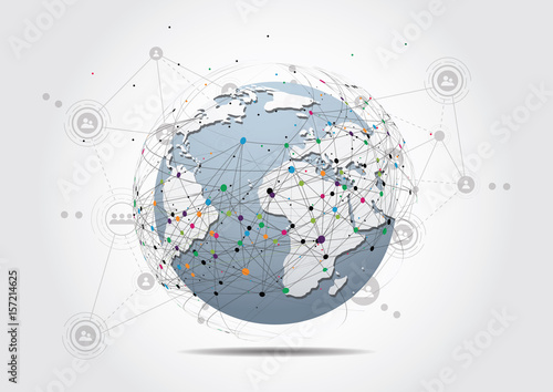 Global network connection. World map point and line composition concept of global business. Vector Illustration