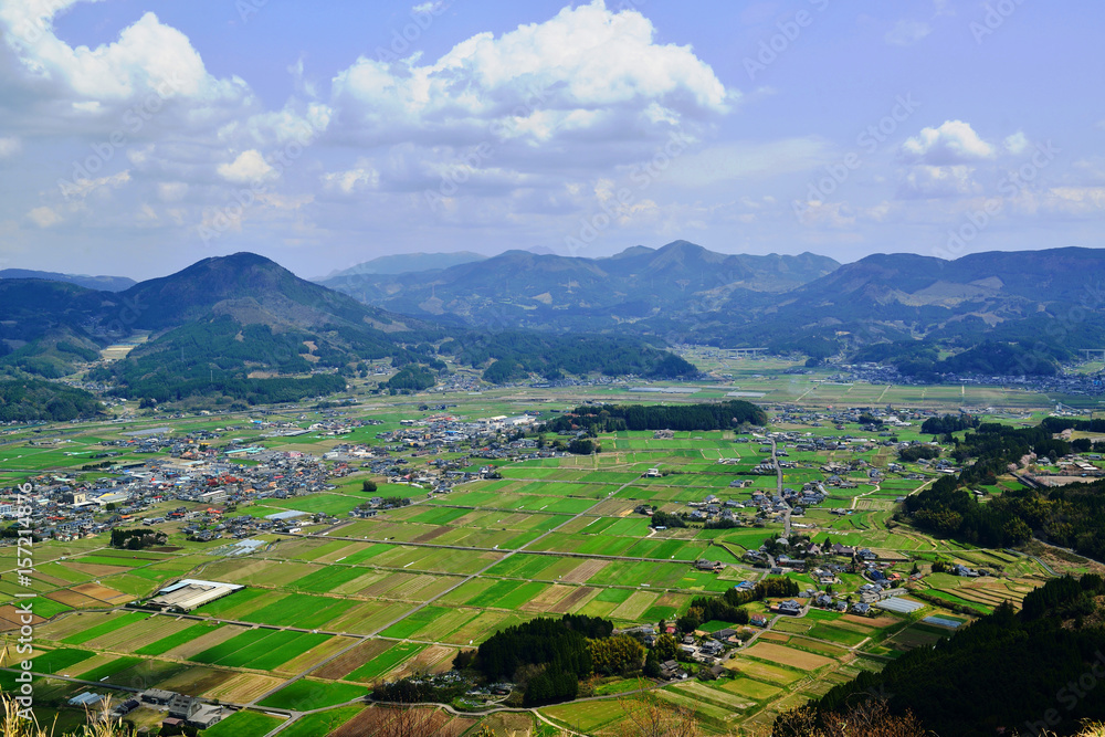 Fototapeta premium 伐株山から玖珠の町