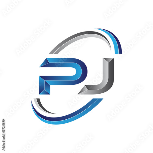 Simple initial letter logo modern swoosh PJ