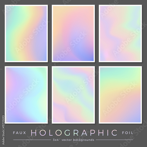 hologram backgrounds: set of 6 3x4'' realistic creative faux holographic foil cards perfect for journaling / fill cards, business cards, and contemporary brochure or flyer designs photo