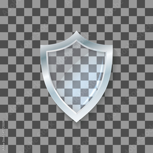Vector glass shield. Defense icon. Protection concept.