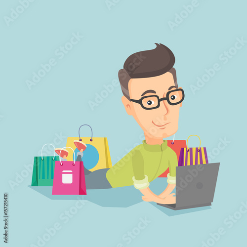 Man shopping online vector illustration.