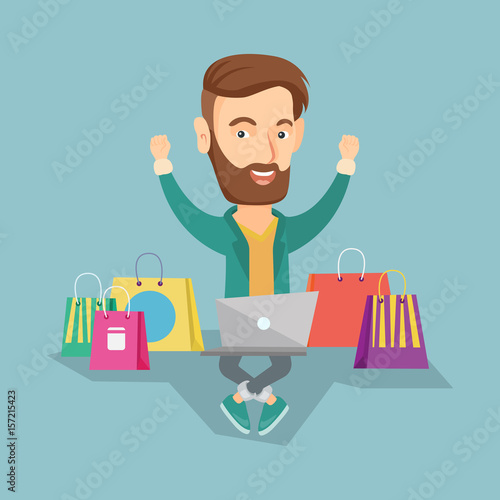 Man shopping online vector illustration.