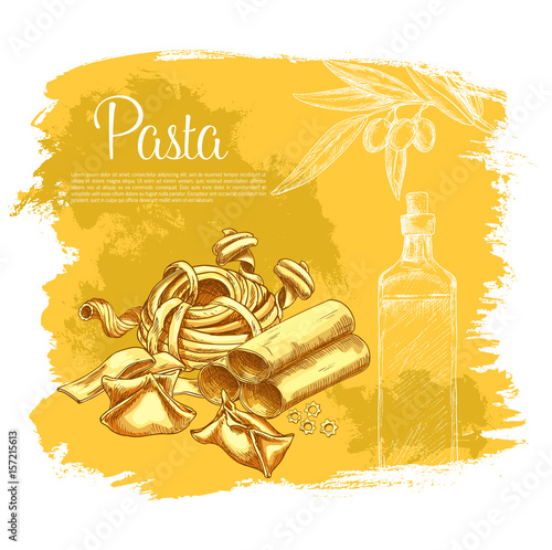 Vector poster of pasta for Italian cuisine