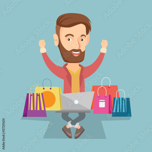 Man shopping online vector illustration.
