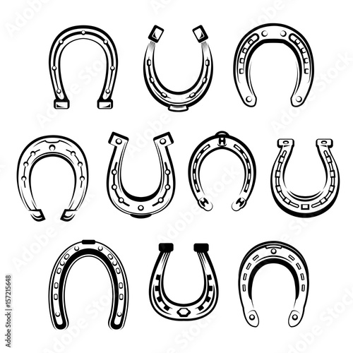 Vector sketch icons set of horseshoe symbols