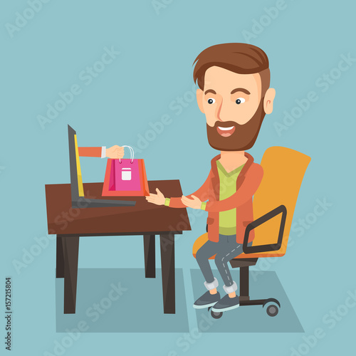 Man shopping online vector illustration.