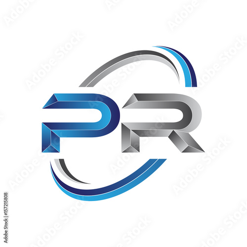 Simple initial letter logo modern swoosh PR
