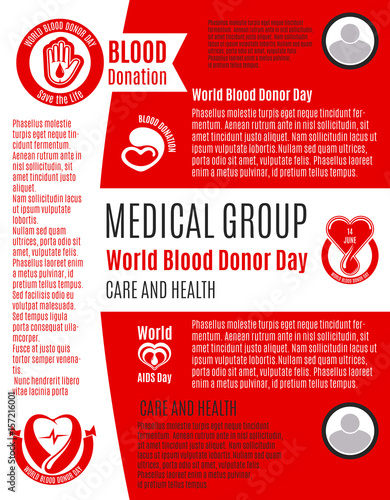 Vector poster for world blood donation donor day