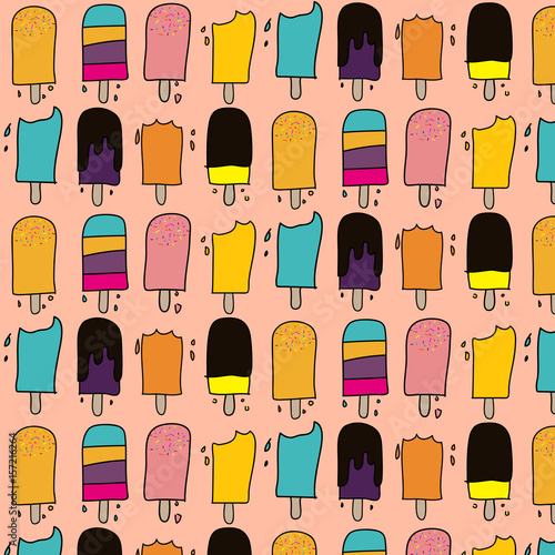 Ice Cream Pattern With Pink Background.