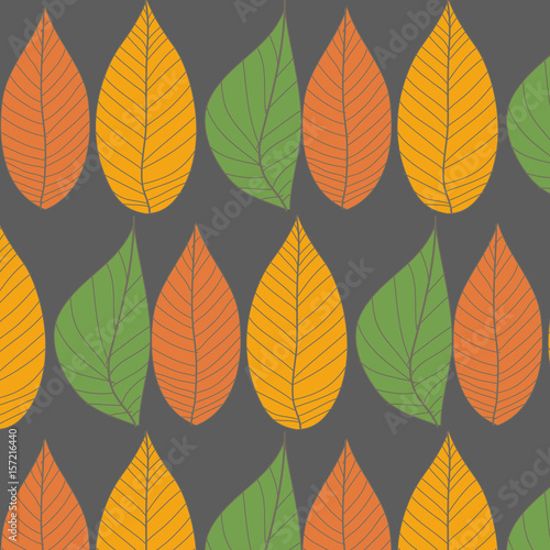 Simple seamless organic wallpaper with a pattern of green leaves and green leaf in a linear style. Good for organic wallpaper, packaging, invitations, organic background, scrap-booking. Vector