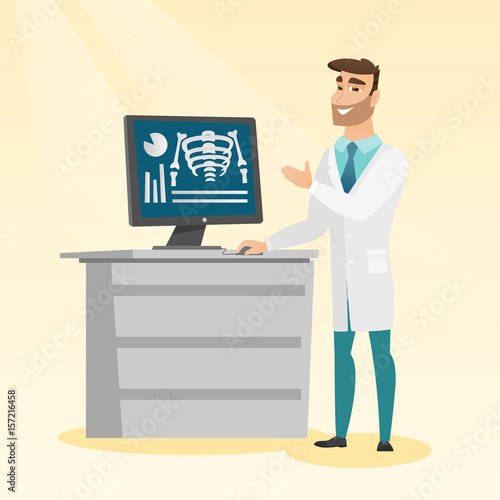 Doctor examining a radiograph vector illustration.