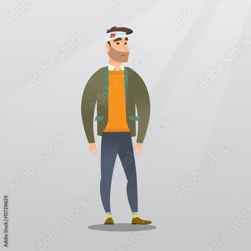 Man with an injured head vector illustration.