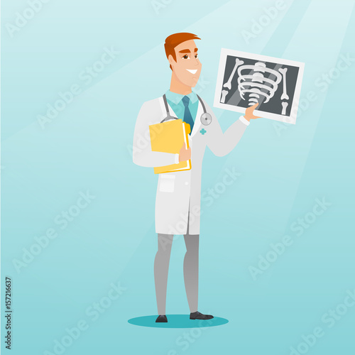 Doctor examining a radiograph vector illustration.