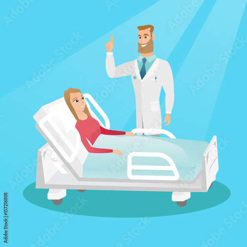 Doctor visiting a patient vector illustration.