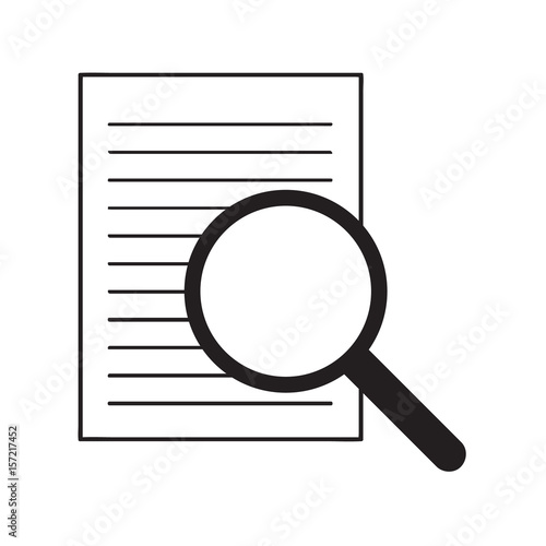File search icon. Document page with magnifier tool . minimal style Icon vector Eps10