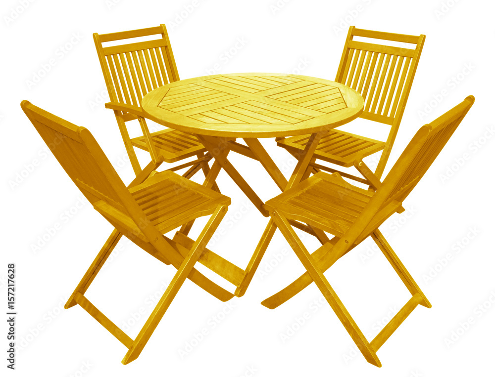 Wooden table and chairs - yellow