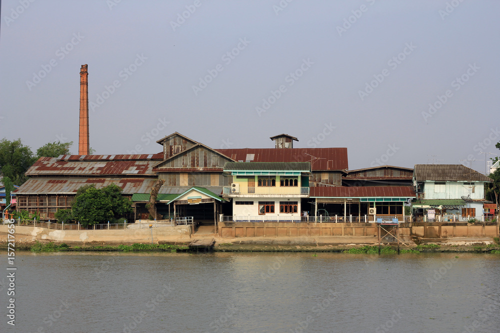 River life / Old building along the river, 
Ayutthaya, Thailand