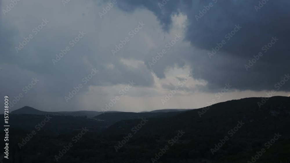 TIme Lapse Of Greek Rural Landscape WIth Heavy Rain And Sun TIme Lapse Of Greek Rural Landscape WIth Heavy Rain And Sun